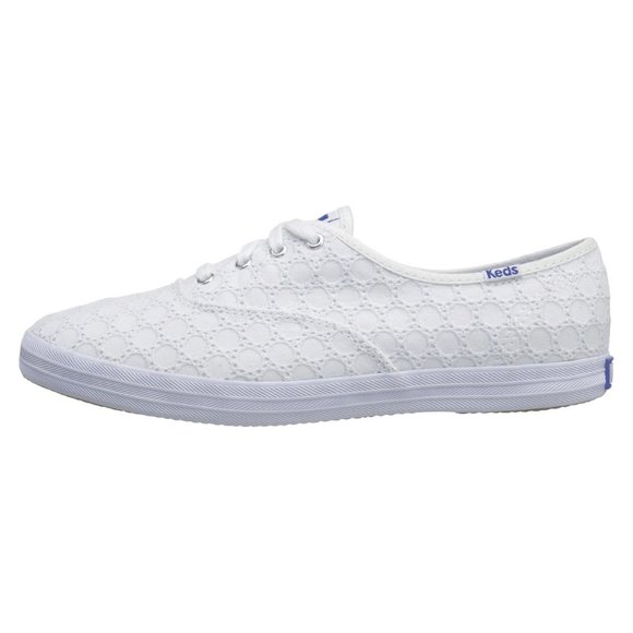 Keds Champion White Eyelet Canvas Flat Sneakers